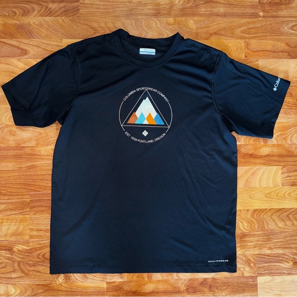 Columbia Sportswear Black Logo Graphic Print Omni-Freeze Shirt Men’s Size Med - Picture 1 of 12